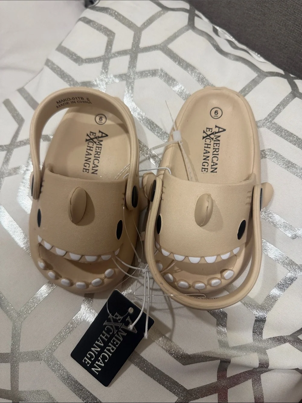 American Exchange Kids Tan Shark Clog Sandals